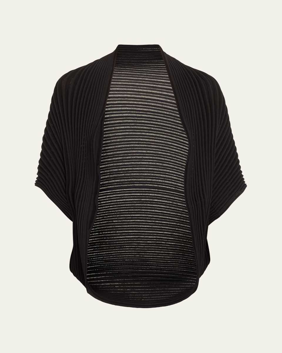 Stream Open-Front Pleated Cardigan